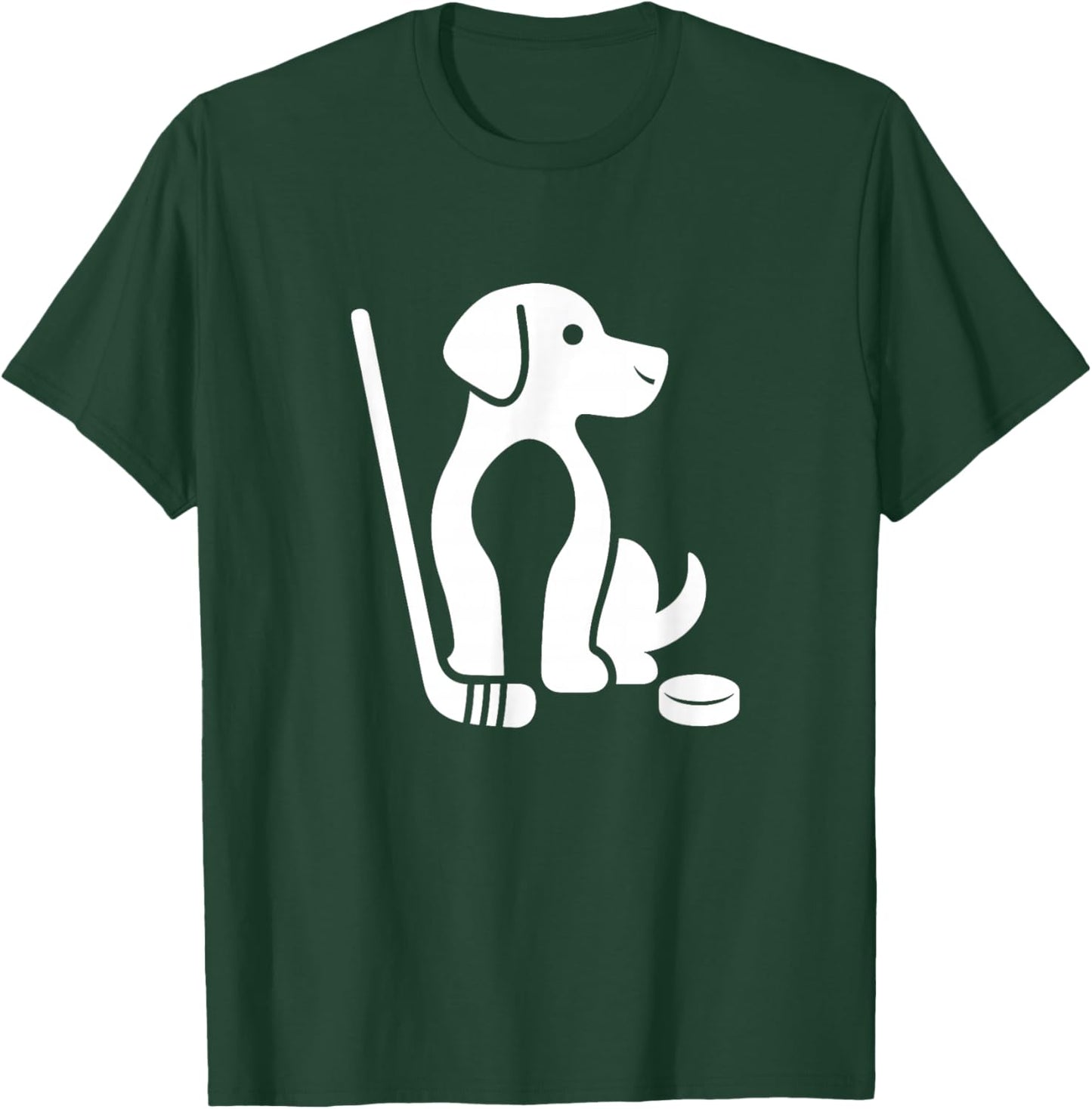 Cute Dog Hockey Lover Minimalist Design T-Shirt - T-Shirt | Forest