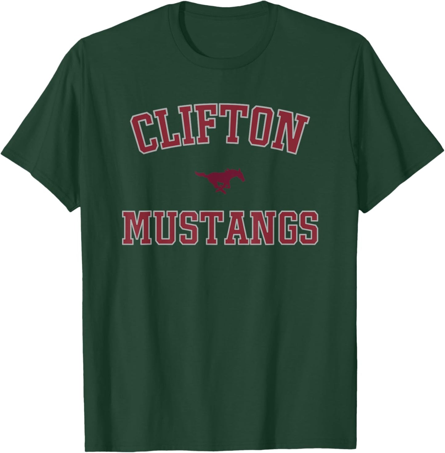 Clifton Mustangs Logo Varsity HS T-Shirt - T-Shirt | Forest