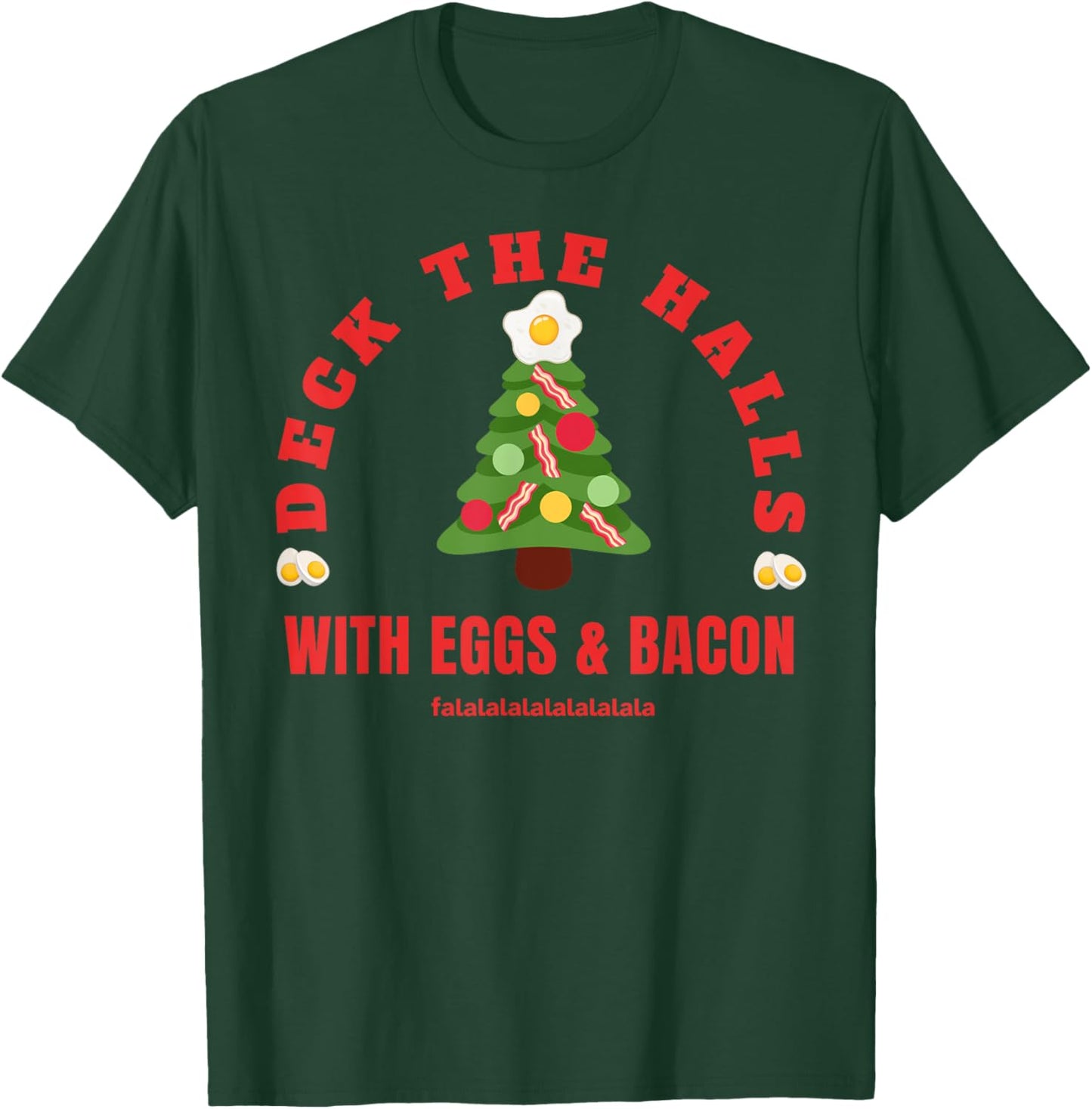 GoodVibesMarketPlace Keto Carnivore Christmas - Black, X-Small, -Adults, Short Sleeve, , Holiday Bacon and Eggs Pattern for Meat Lovers, Carnivore Diet Enthusiasts T-Shirt - T-Shirt | Forest