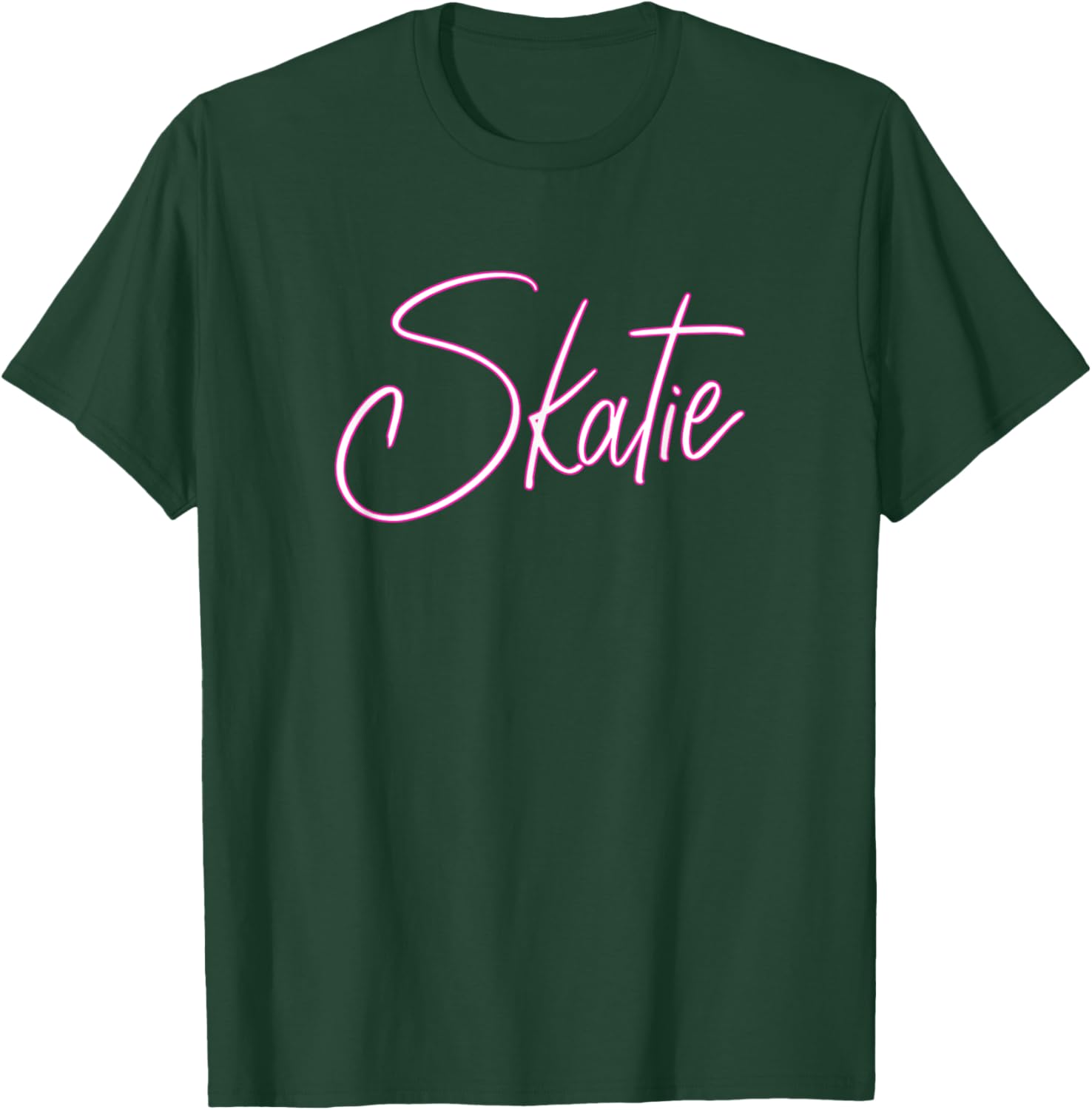 Skatie White with Pink Outline Bold and Stylish Design T-Shirt - T-Shirt | Forest