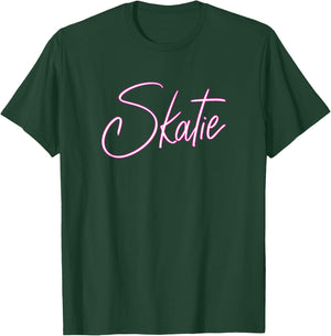 Skatie White with Pink Outline Bold and Stylish Design T-Shirt - T-Shirt | Forest