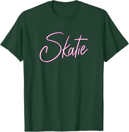 Skatie White with Pink Outline Bold and Stylish Design T-Shirt - T-Shirt | Forest