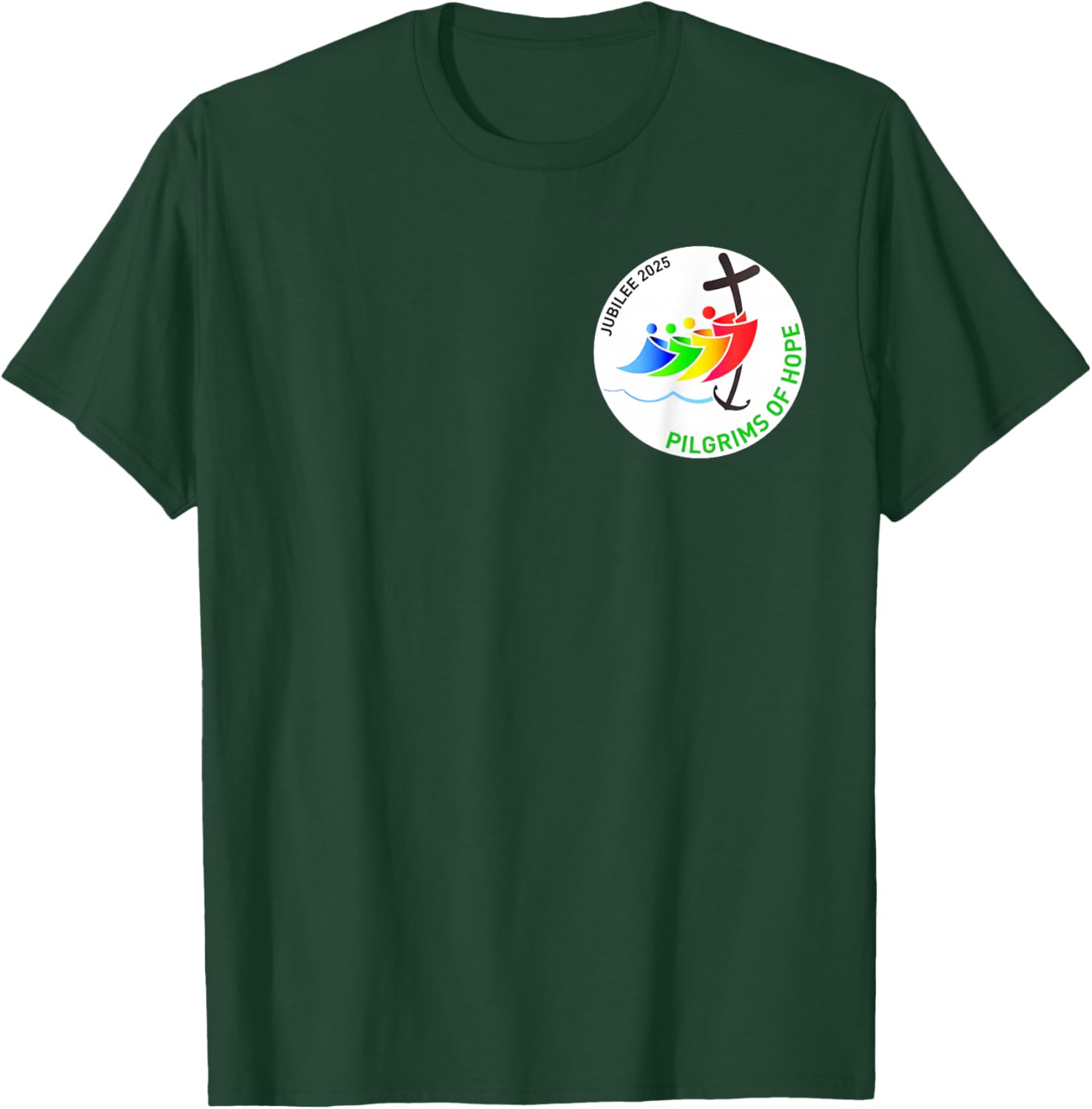 Catholic Jubilee 2025 Stained Glass Pilgrims Of Hope T-Shirt - T-Shirt | Forest