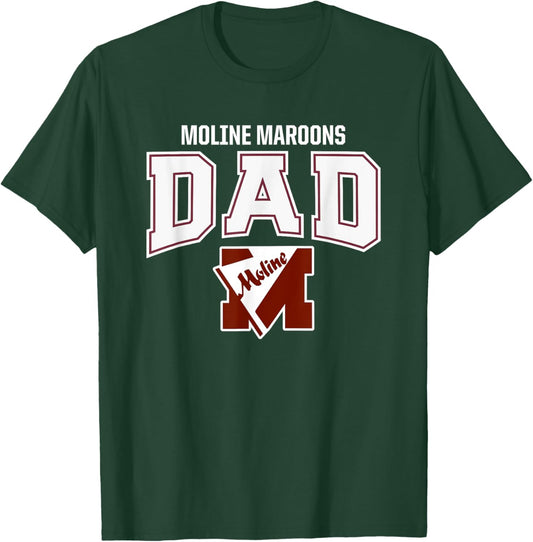 Moline Maroons Logo Dad HS T-Shirt - T-Shirt | Forest