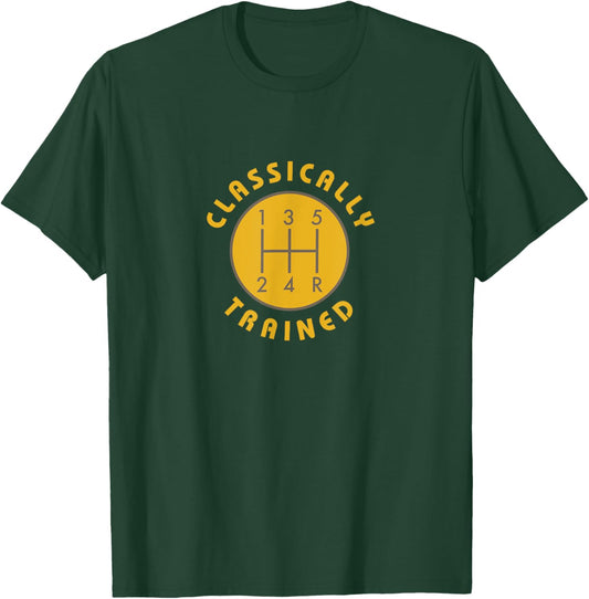 Tuscan Radar Designs Classically Trained Gear Shift Knob Funny -Adults Black Small Classic Fit Polyester 100% Short Sleeve Classic Collar Pull On 1 Count T-Shirt - T-Shirt | Forest
