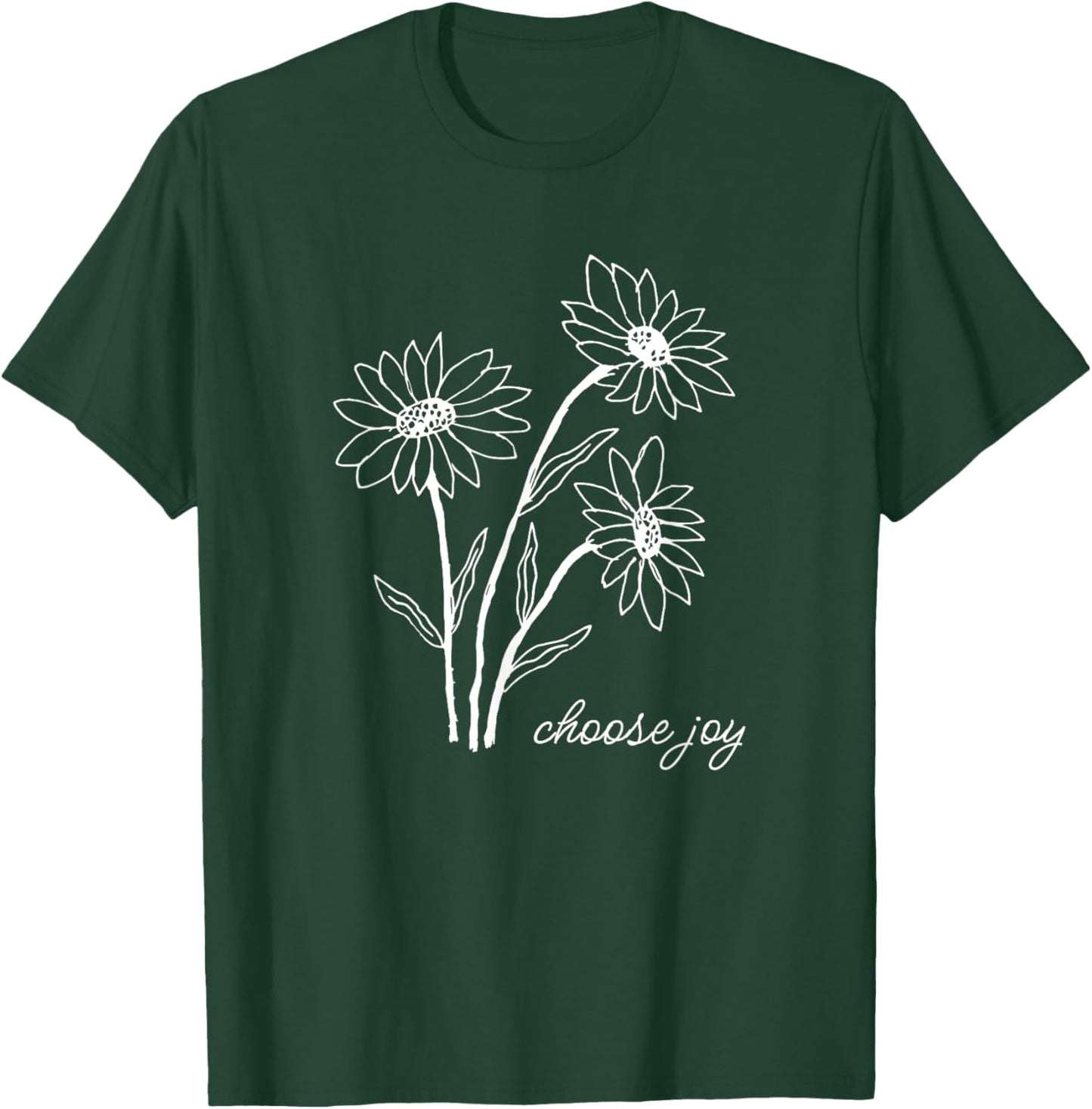 CAMCdesigns Choose Joy Floral Flower Garden Happy Christian Inspiration , Small, Black T-Shirt - T-Shirt | Forest