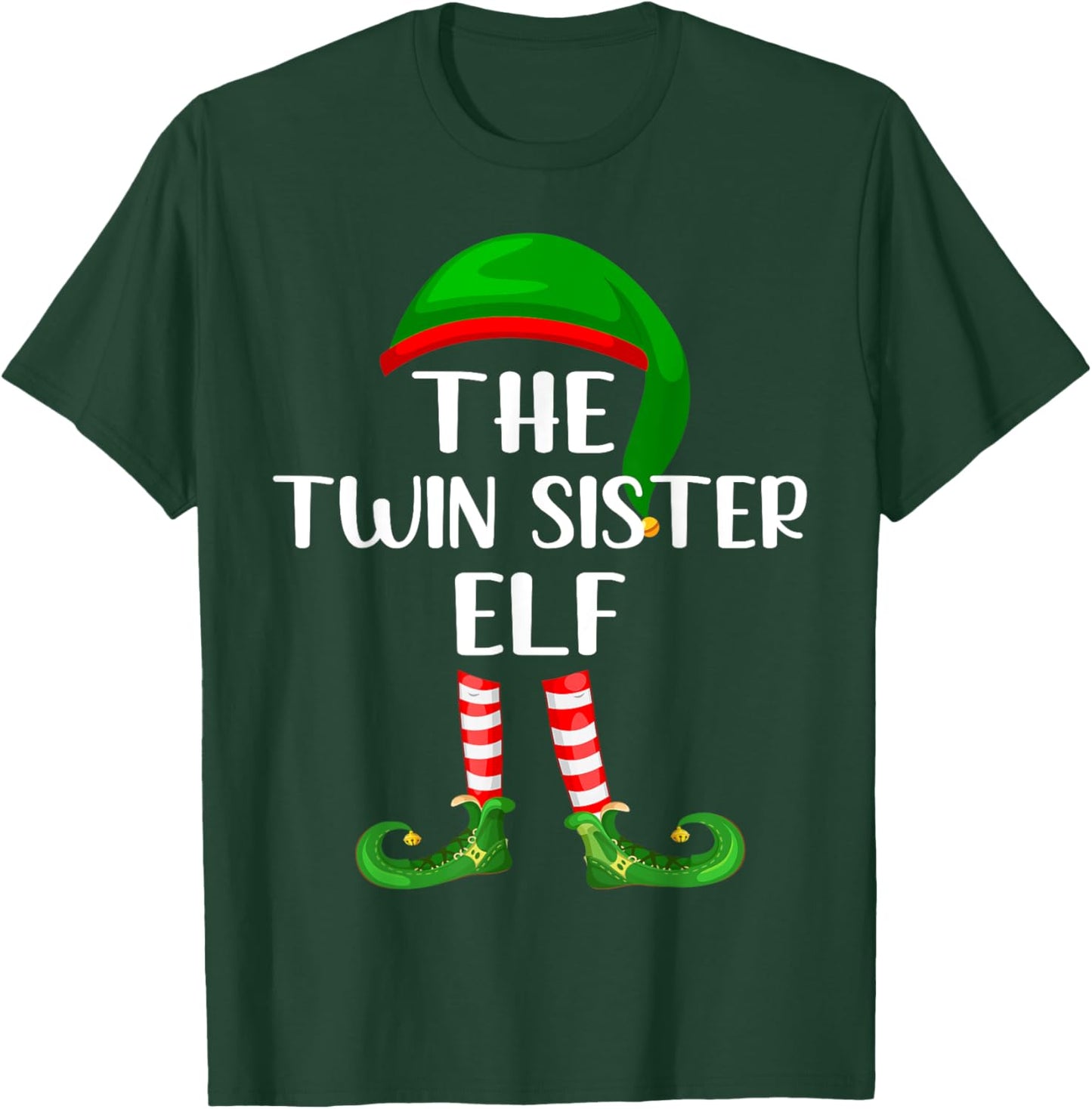 Matching Family Group The Twin Sister Elf Christmas T-Shirt - T-Shirt | Forest