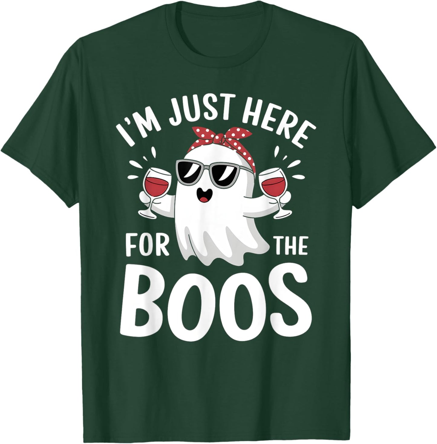 I’m Just Here for the Boos Funny Halloween Drinking Ghost T-Shirt - T-Shirt | Forest