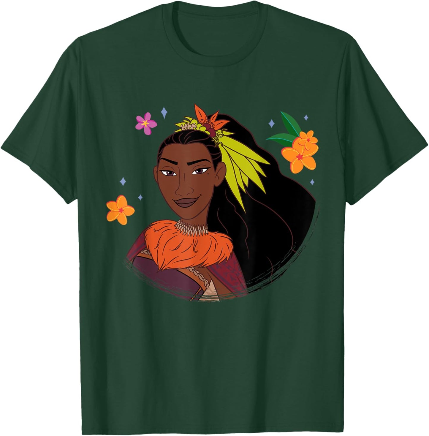 Disney Moana 2 Big Face Matangi Tropical Flowers Costume T-Shirt - T-Shirt | Forest