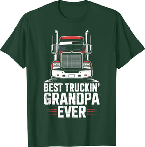 Best Truckin Grandpa Ever Trucker Truck Driver Grandpa T-Shirt - T-Shirt | Forest