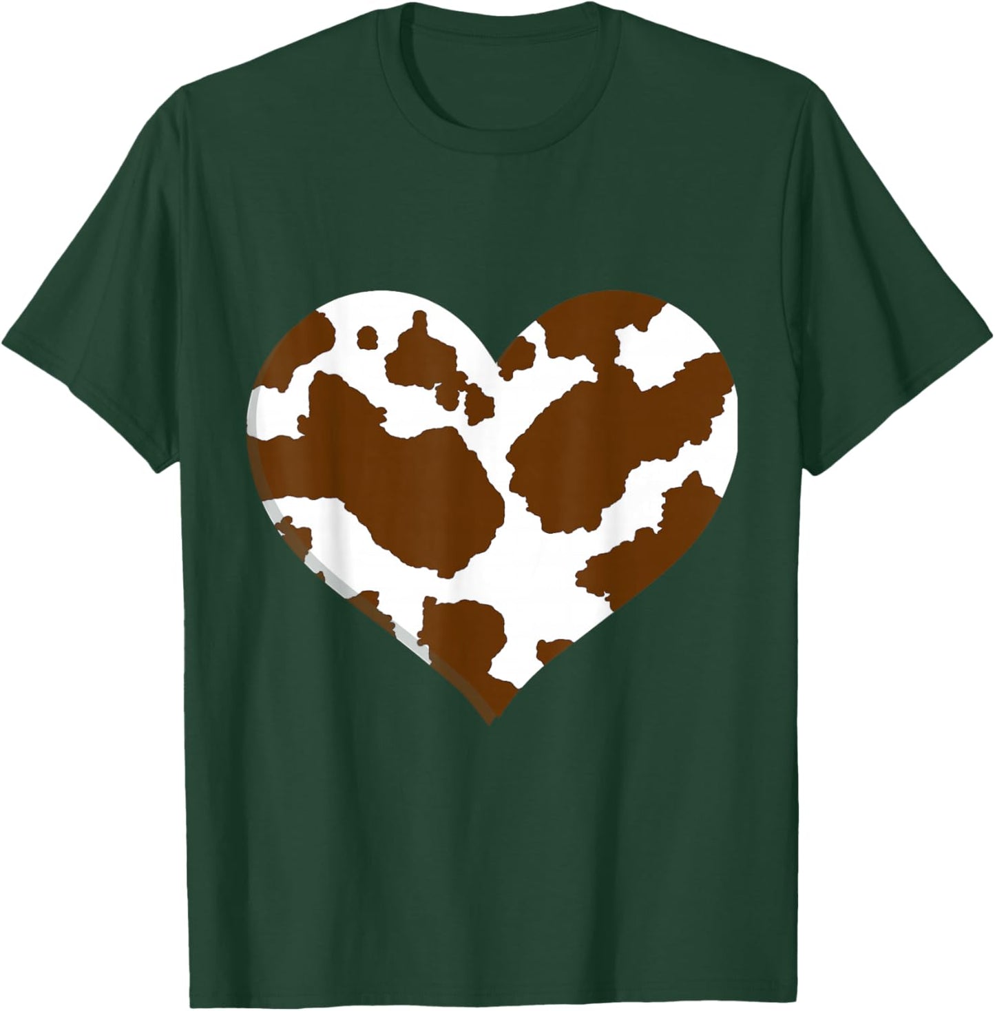 Brown Cow Print Pattren - Heart Brown Cow Pattern Man Women T-Shirt - T-Shirt | Forest
