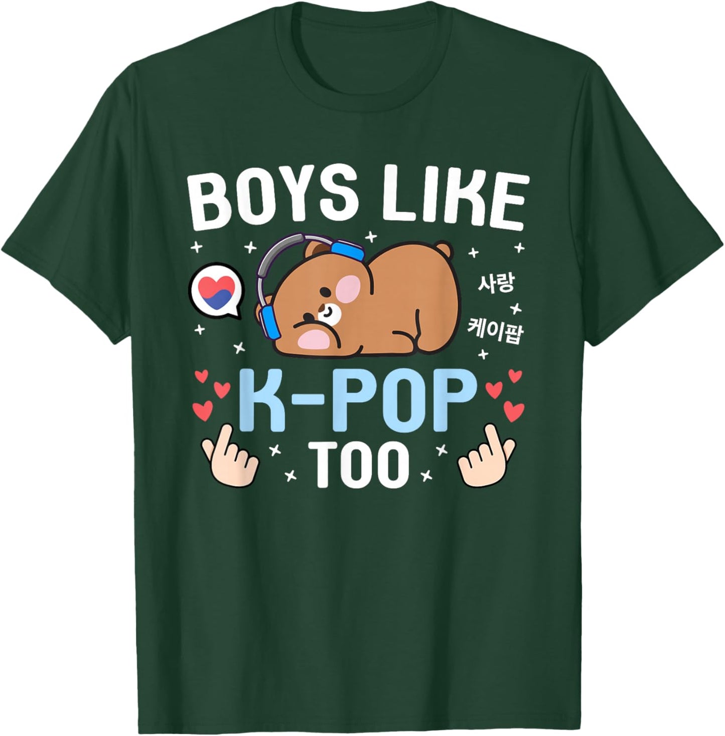 Boys Like K-Pop Too Cute Kawaii Bear Korean Music Kids K-Pop T-Shirt - T-Shirt | Forest