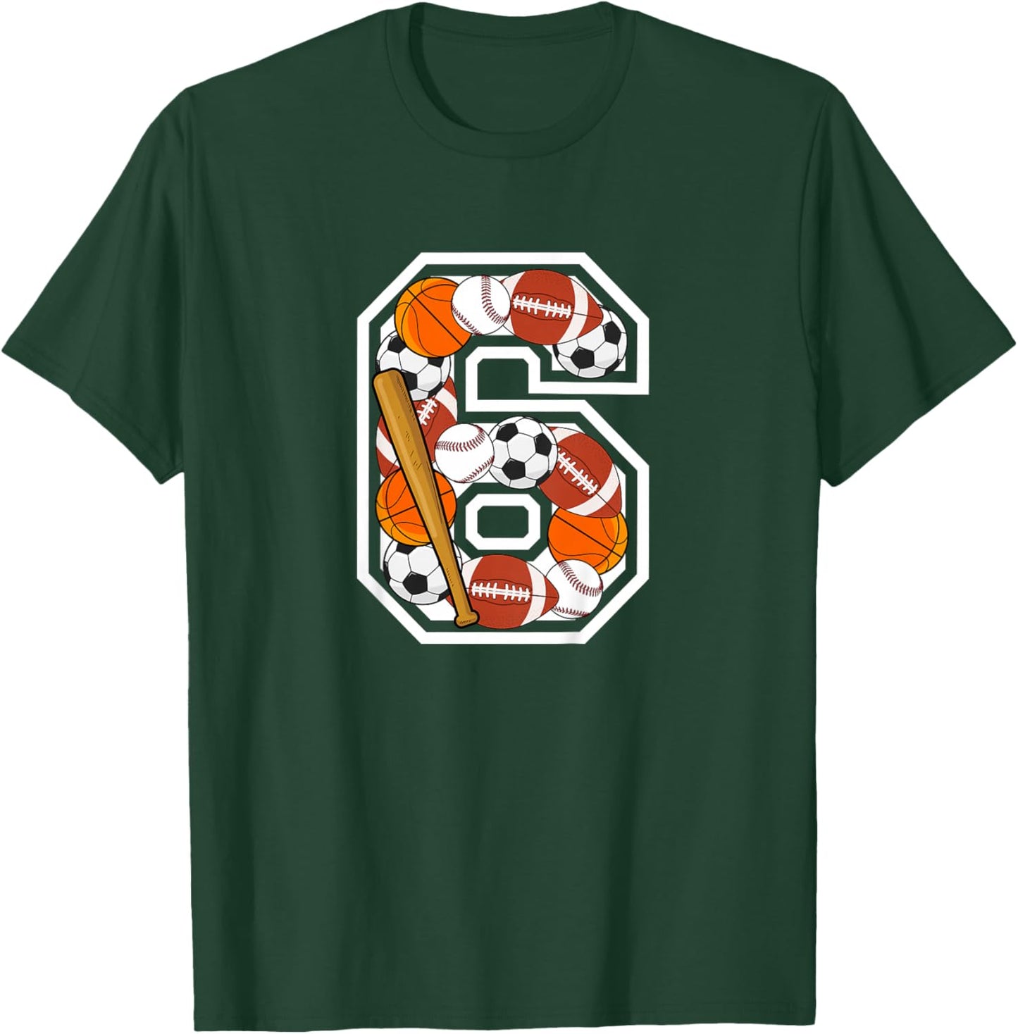 Kids 6th Birthday Sports Birthday Party 6 Year Old Boy T-Shirt - T-Shirt | Forest