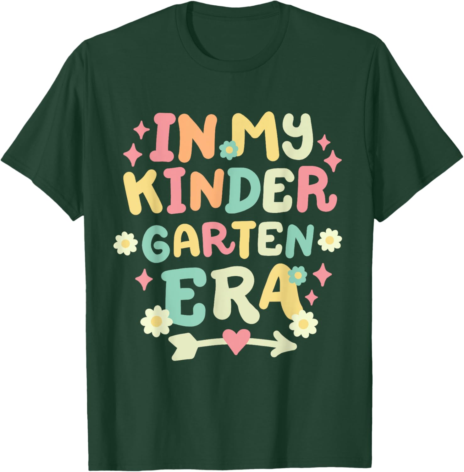 In My Kindergarten Era Retro Groovy Back To School Kids T-Shirt - T-Shirt | Forest