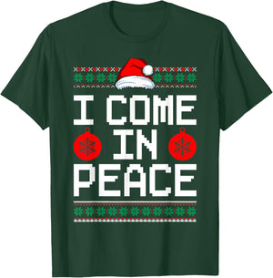 I Come In Peace Matching Couple Ugly Christmas Xmas Sweaters T-Shirt - T-Shirt | Forest