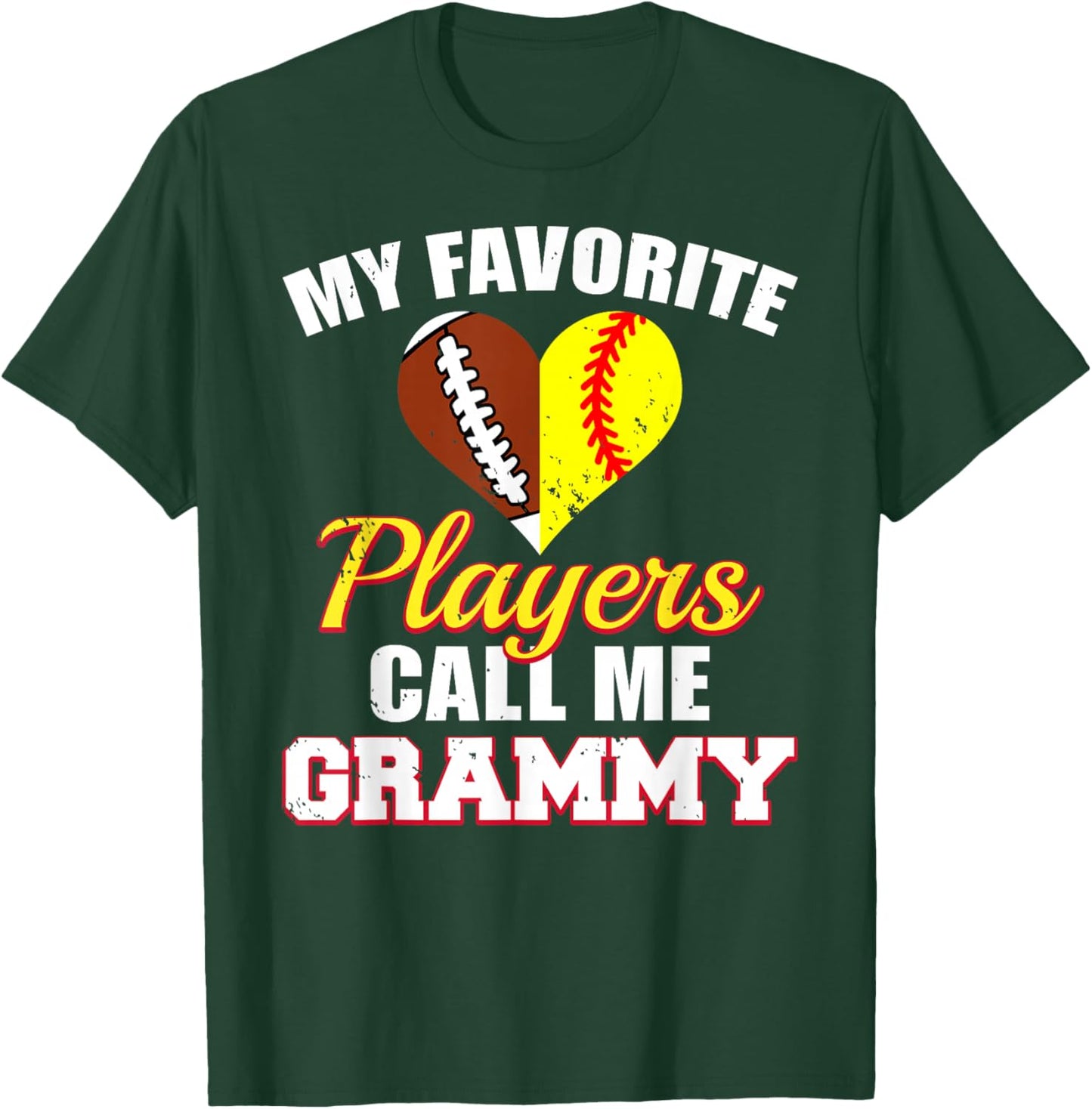 My Favorite Players Call Me Grammy Football Softball Grammy T-Shirt - T-Shirt | Forest