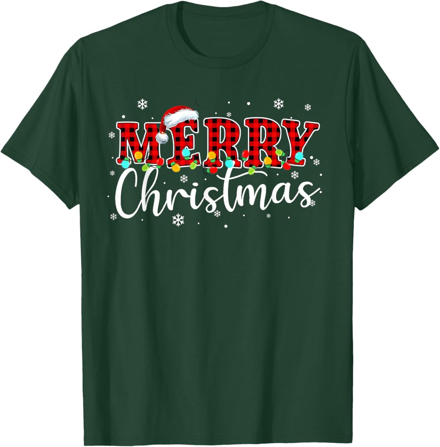 Merry Christmas Buffalo Plaid Red Santa Family Xmas Pajamas T-Shirt - T-Shirt | Forest