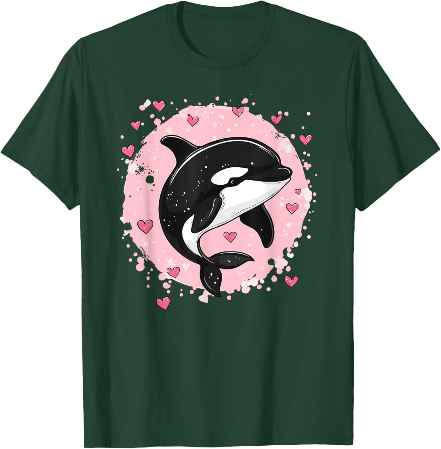 Orque entourée de cœurs et d'éclaboussures roses T-Shirt - T-Shirt | Forest