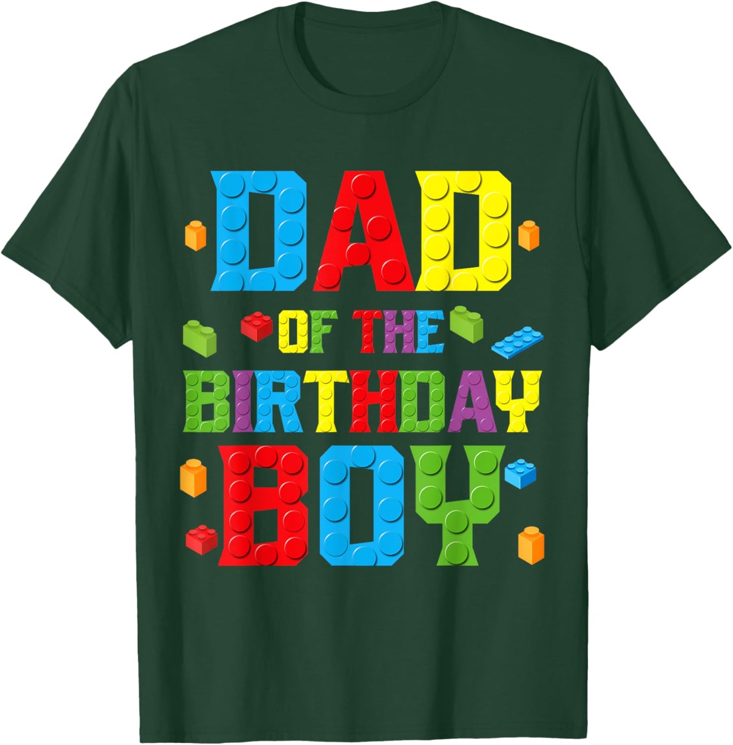 Dad Of The Birthday Boy Shirt Birthday Party Building Block T-Shirt - T-Shirt | Forest