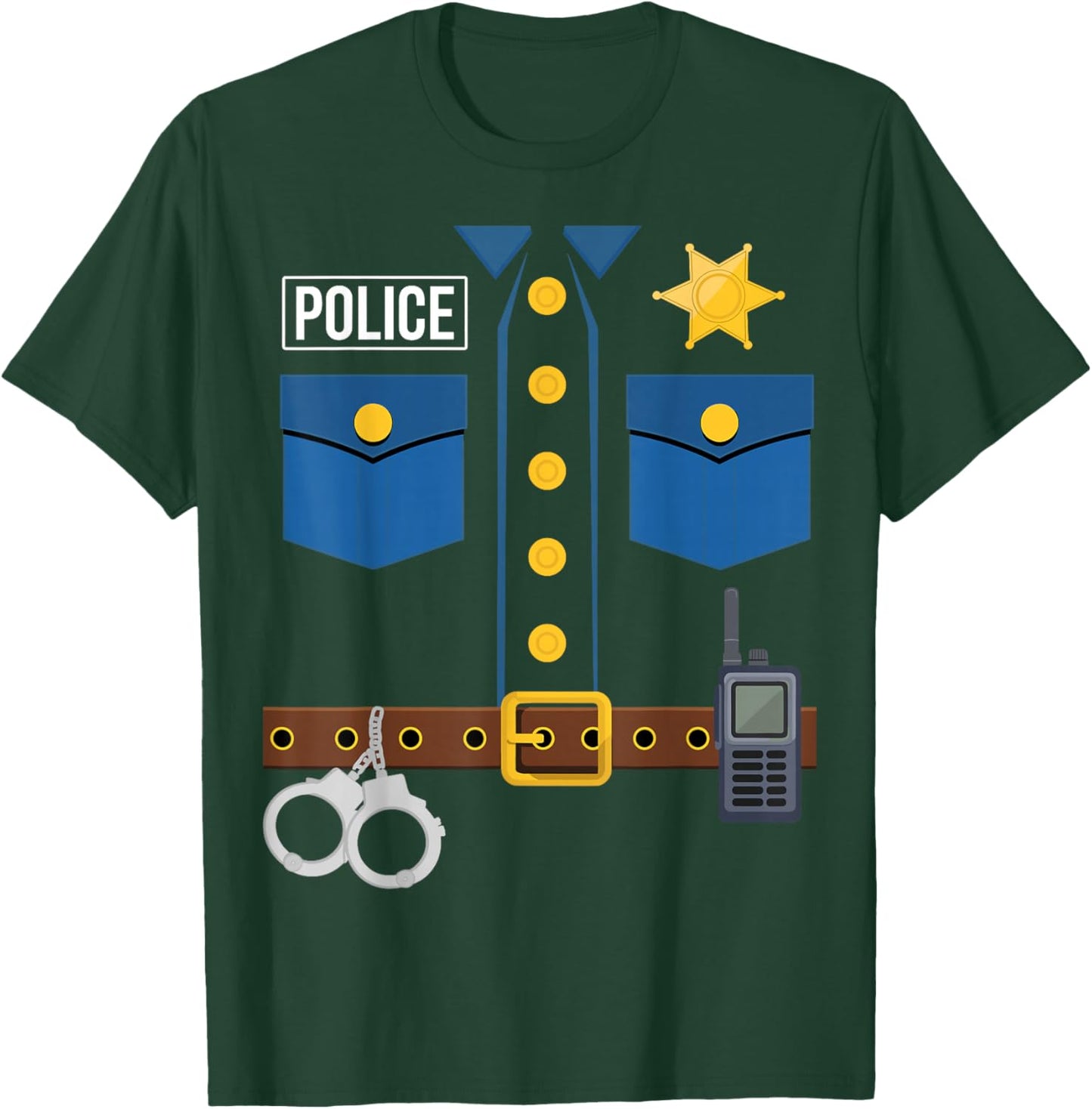 Police Uniform Officer Costume Halloween T-Shirt - T-Shirt | Forest