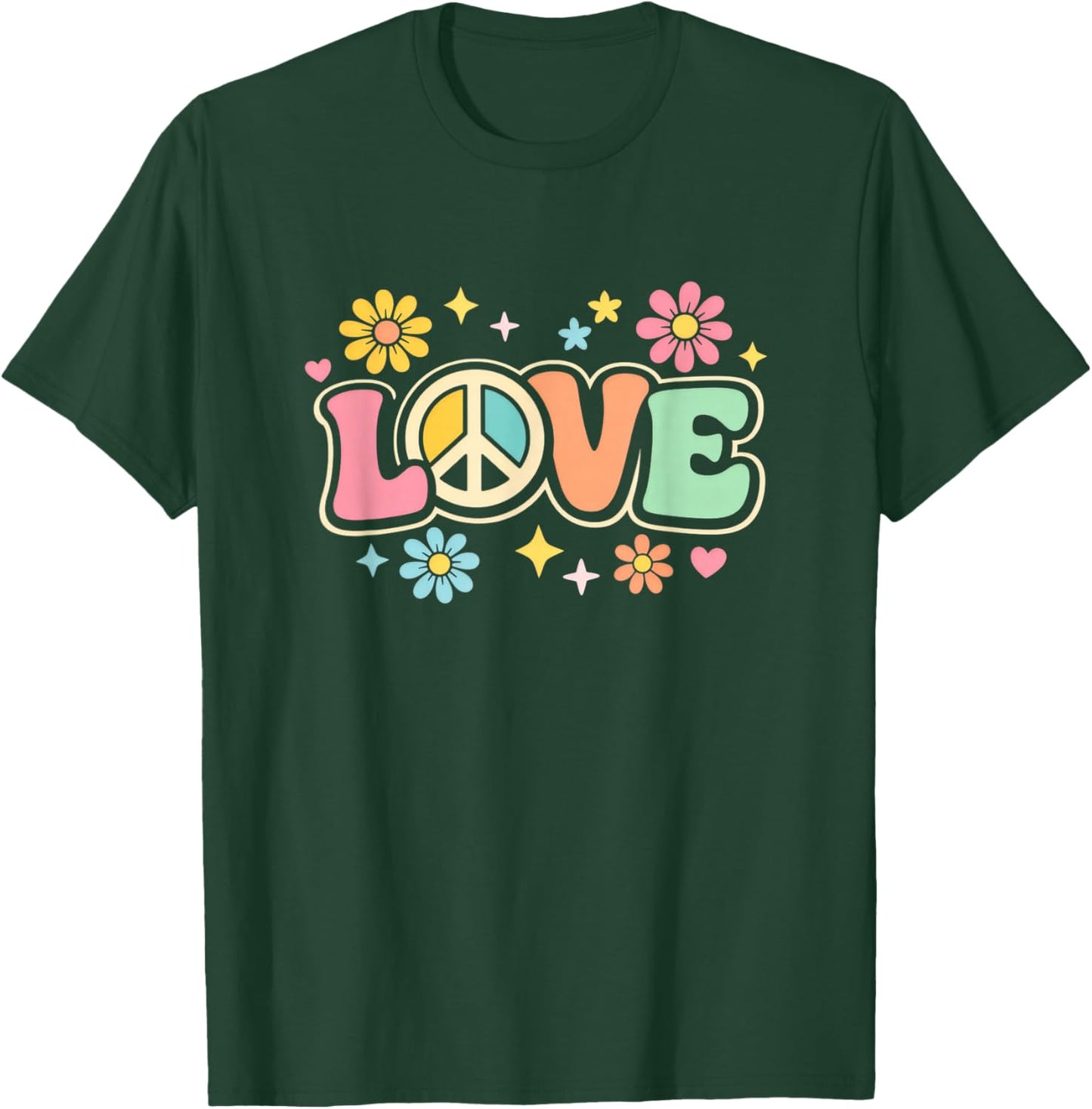 Cute Loving Message Love Floral Hippie Better World Movement T-Shirt - T-Shirt | Forest