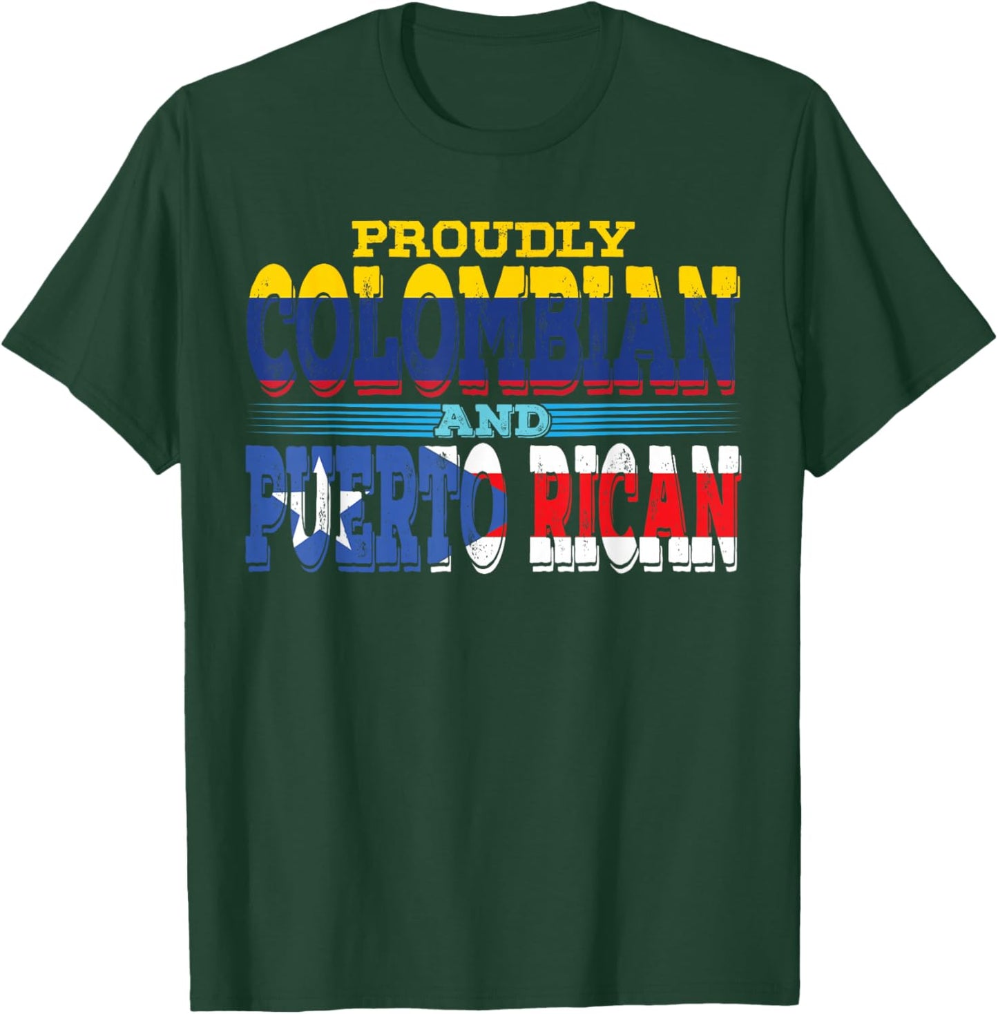Puerto Rico Colombia Flag Half Puerto Rican Half Colombian T-Shirt - T-Shirt | Forest