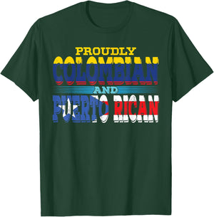 Puerto Rico Colombia Flag Half Puerto Rican Half Colombian T-Shirt - T-Shirt | Forest