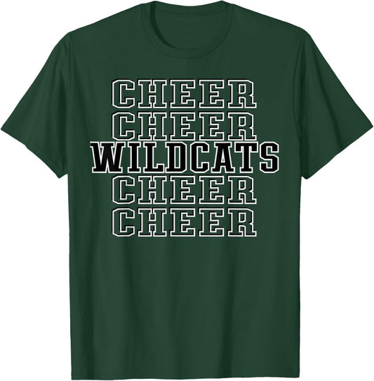Wildcats Cheer Squad Cheerleader Cheer Mom Sports Game Day T-Shirt - T-Shirt | Forest