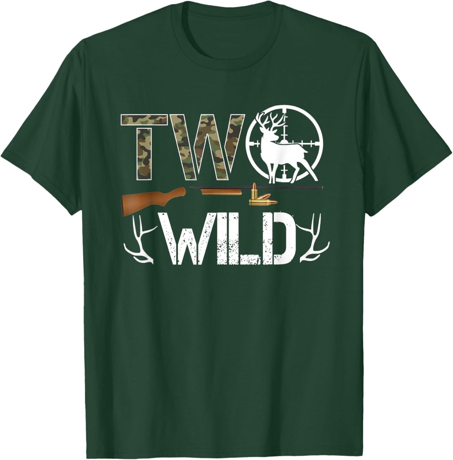 Two Wild Birthday Boy Deer Hunter Camouflage 2nd Birthday T-Shirt - T-Shirt | Forest