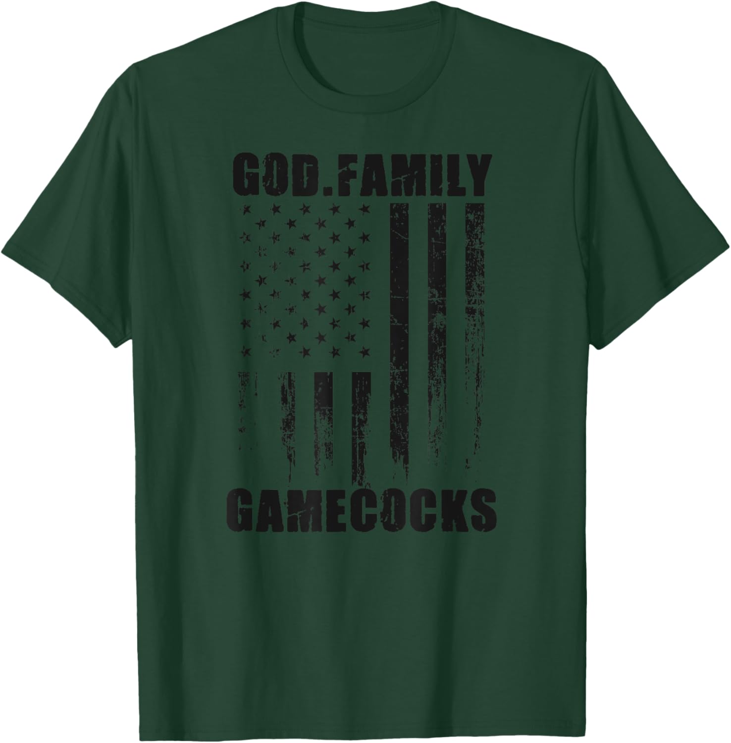 Screven County Gamecocks God. Family. Vintage USA Flag T-Shirt - T-Shirt | Forest