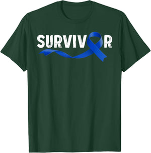 Survivor Colon Cancer Month Support Ruban Bleu T-Shirt - T-Shirt | Forest