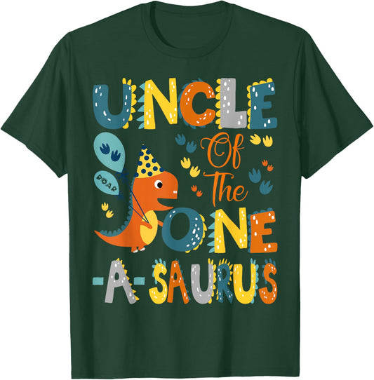 Uncle Of The One-A-Saurus 1St Birthday Dinosaur Party T-Shirt - T-Shirt | Forest