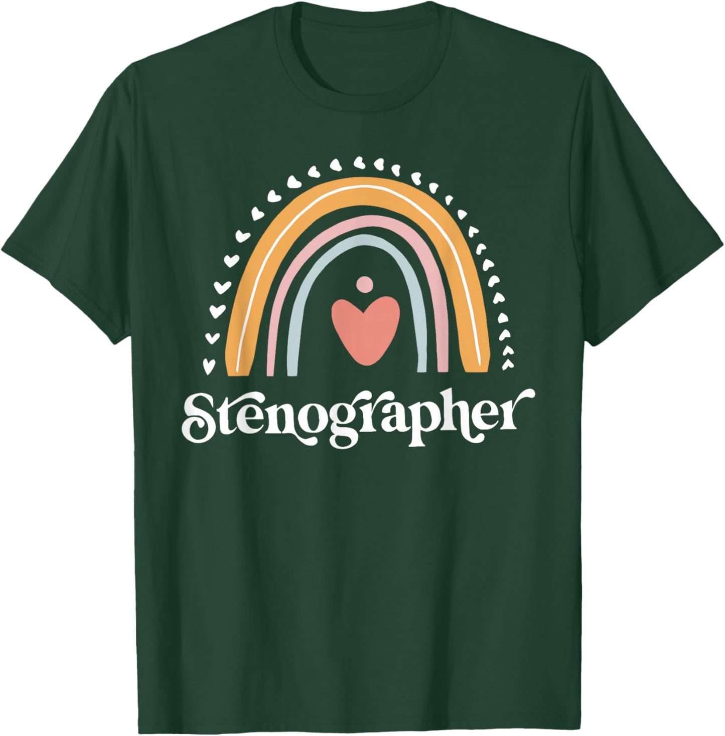 Rainbow Funny Stenographer Court Reporter Reporting Worker T-Shirt - T-Shirt | Forest