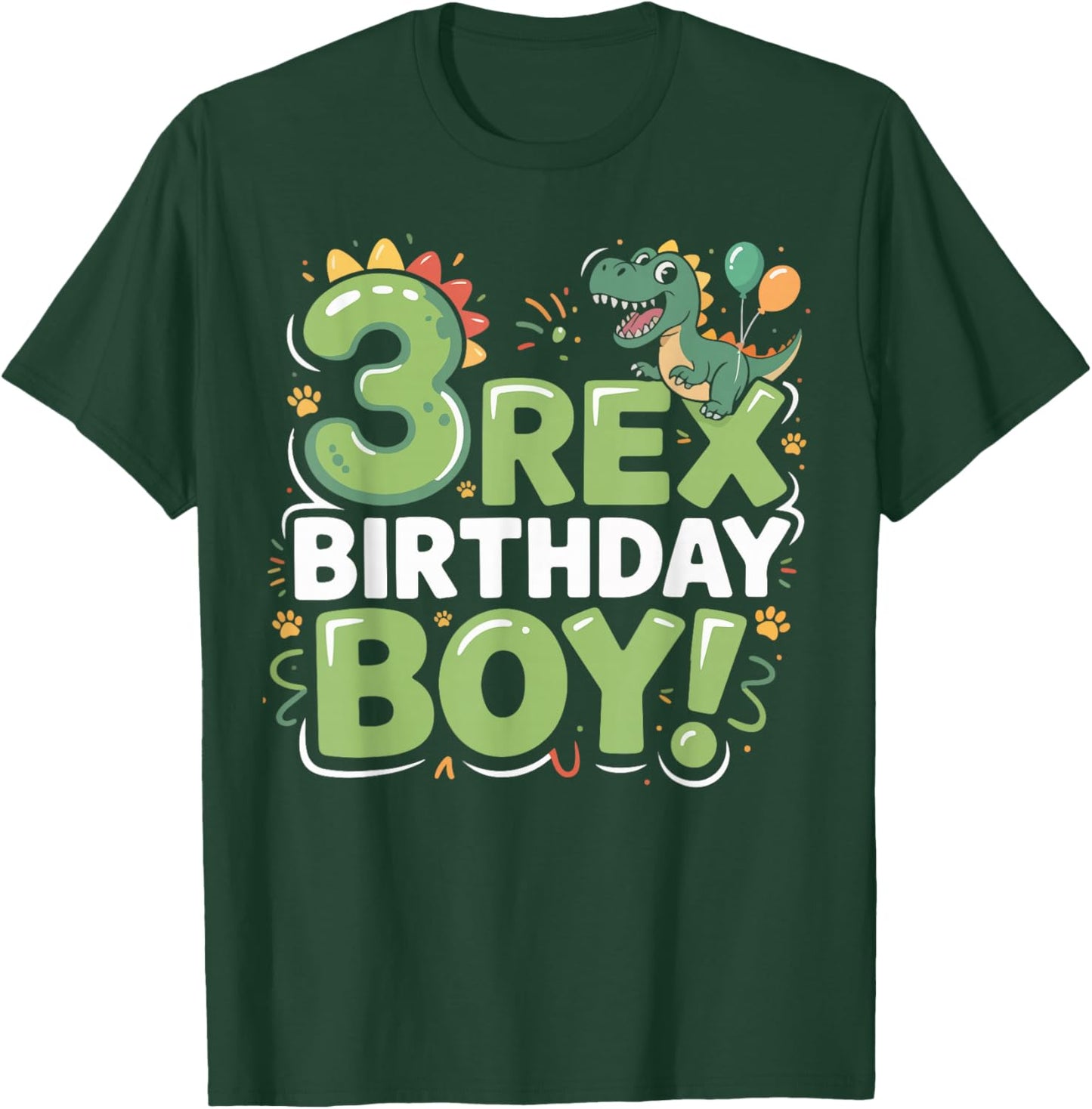 Three Rex Birthday Boy 3rd Birthday Dinosaur Third Year Old T-Shirt - T-Shirt | Forest