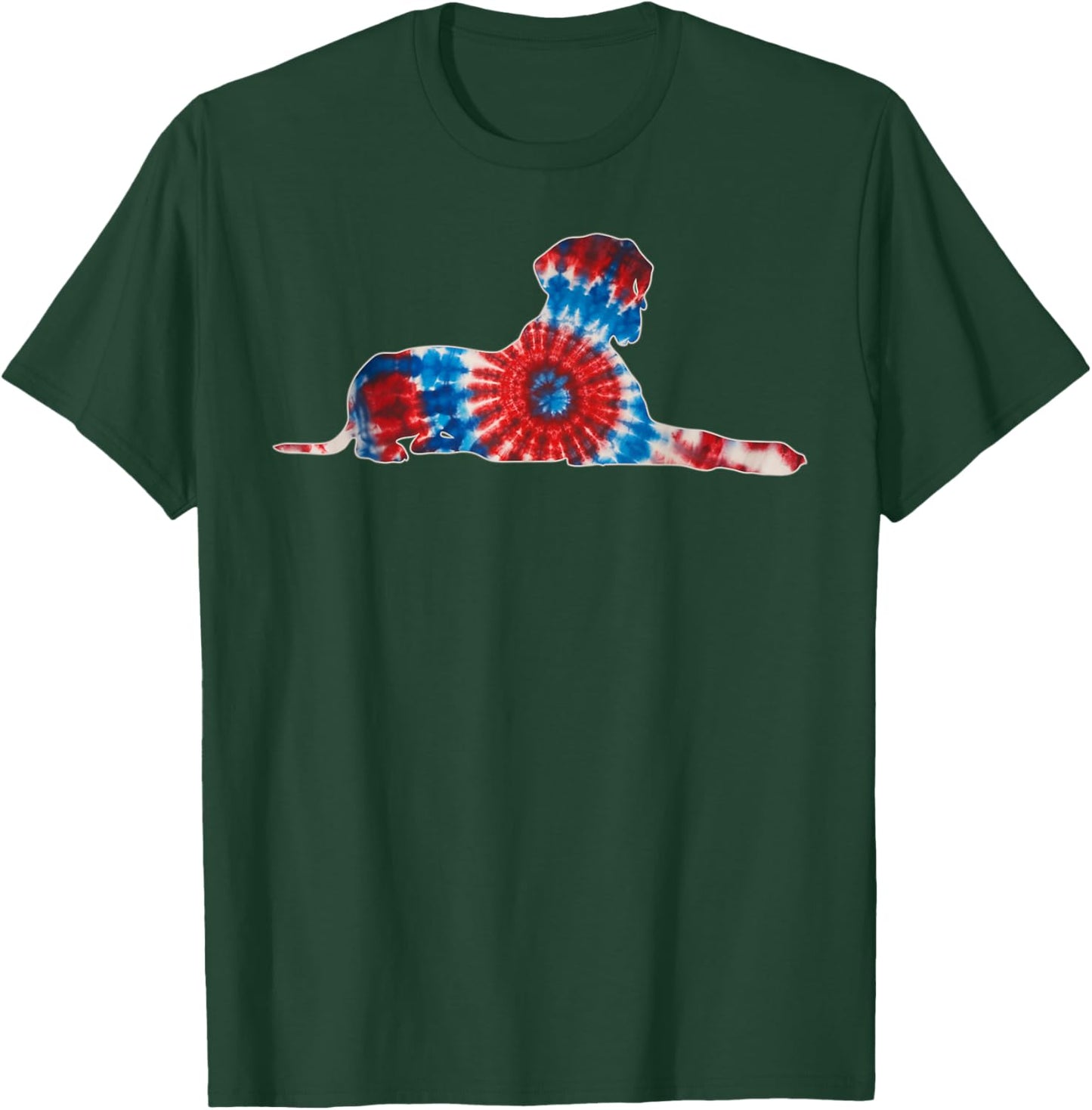 Great Dane Dog Red White Blue Tie Dye American Flag Colors T-Shirt - T-Shirt | Forest