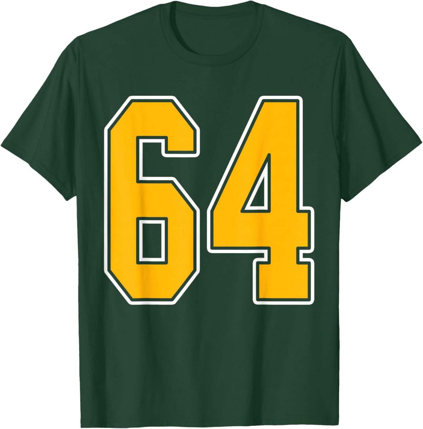 Gold and White Sports Number 64 Jersey Uniform Player T-Shirt - T-Shirt | Forest