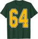 Gold and White Sports Number 64 Jersey Uniform Player T-Shirt - T-Shirt | Forest
