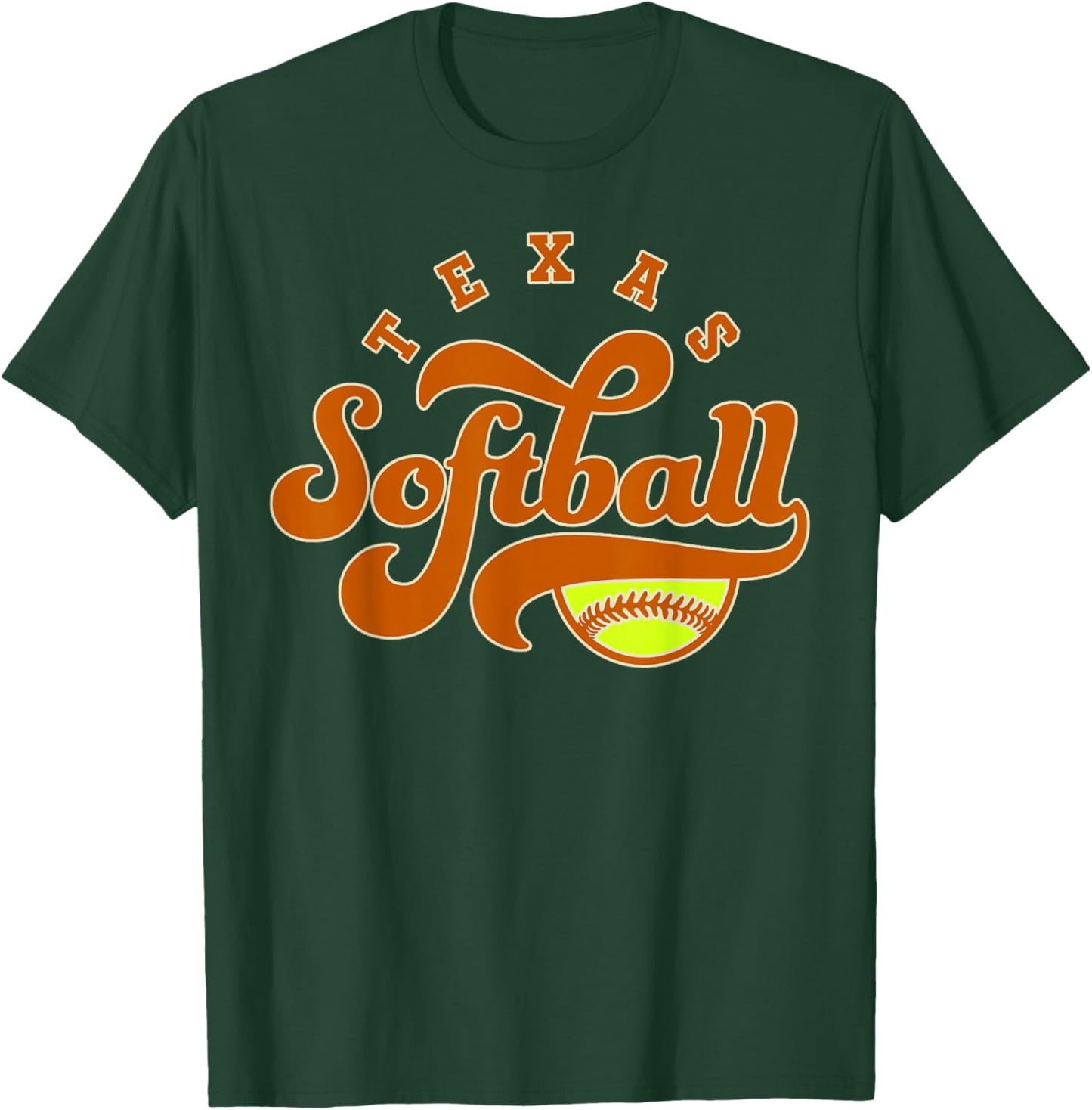 Texas Softball Vintage Kids Team Retro Softball Fan T-Shirt - T-Shirt | Forest