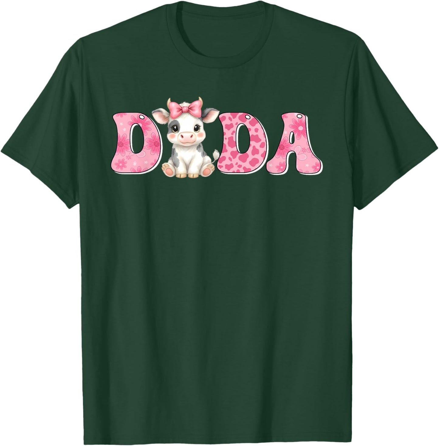 Dada of The First Birthday Girl Cow Farm Family Matching T-Shirt - T-Shirt | Forest