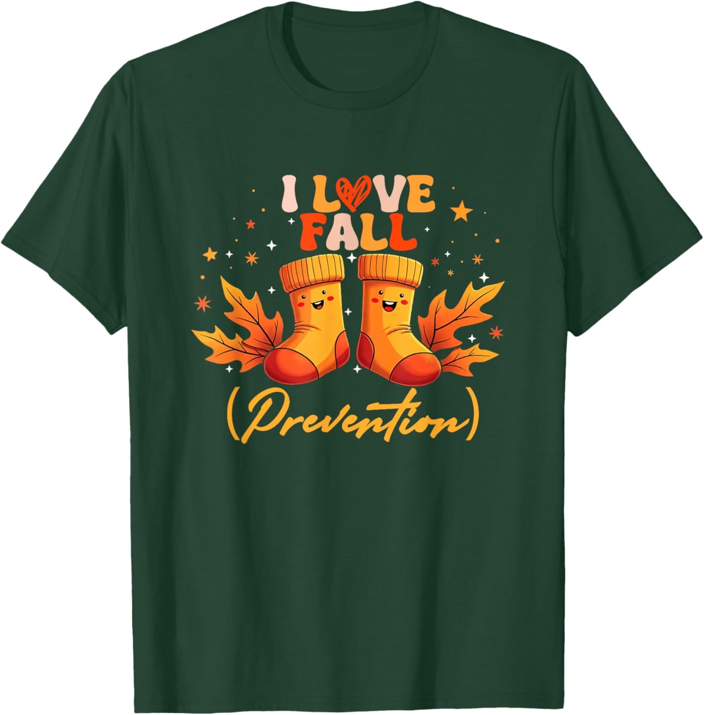Groovy Retro I Love Fall (Prevention) Safety Nurse Halloween T-Shirt - T-Shirt | Forest