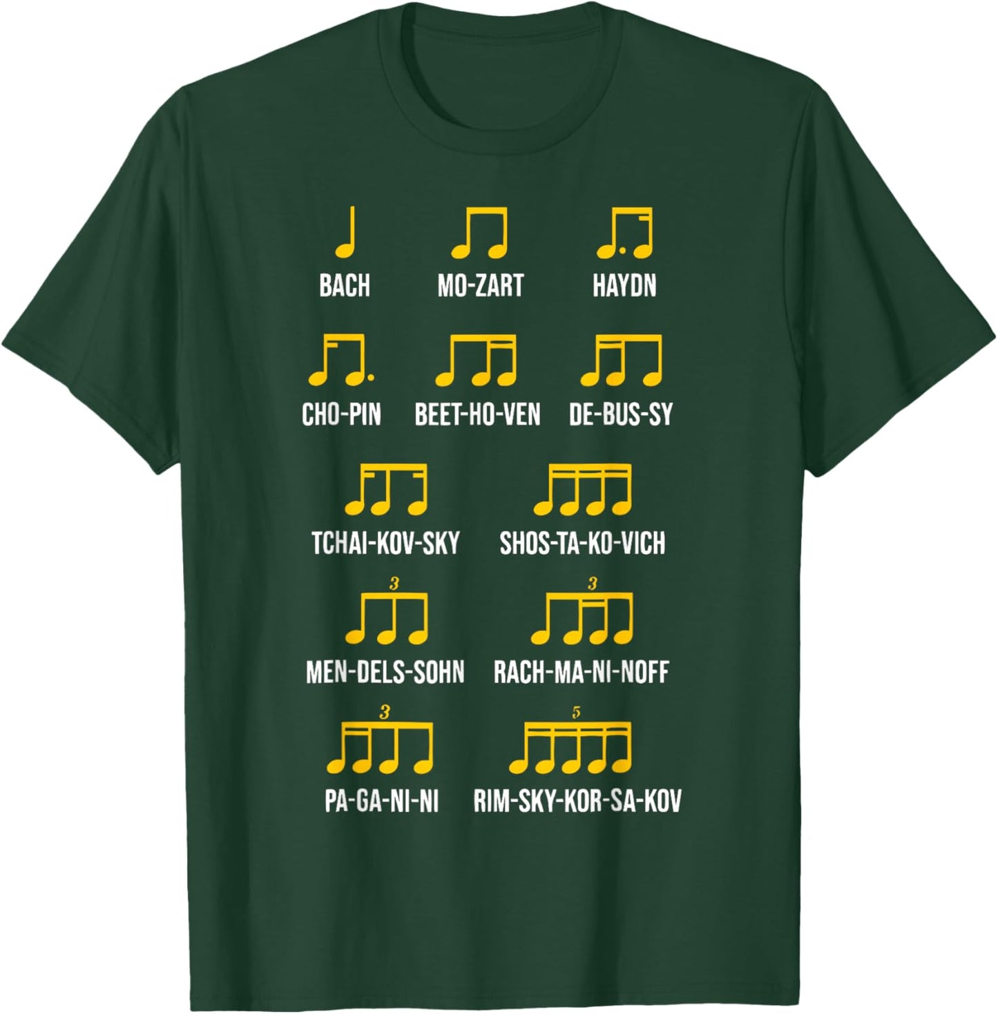 Composer Rhythm Music - Bach Mozart Beethoven Chopin T-Shirt - T-Shirt | Forest