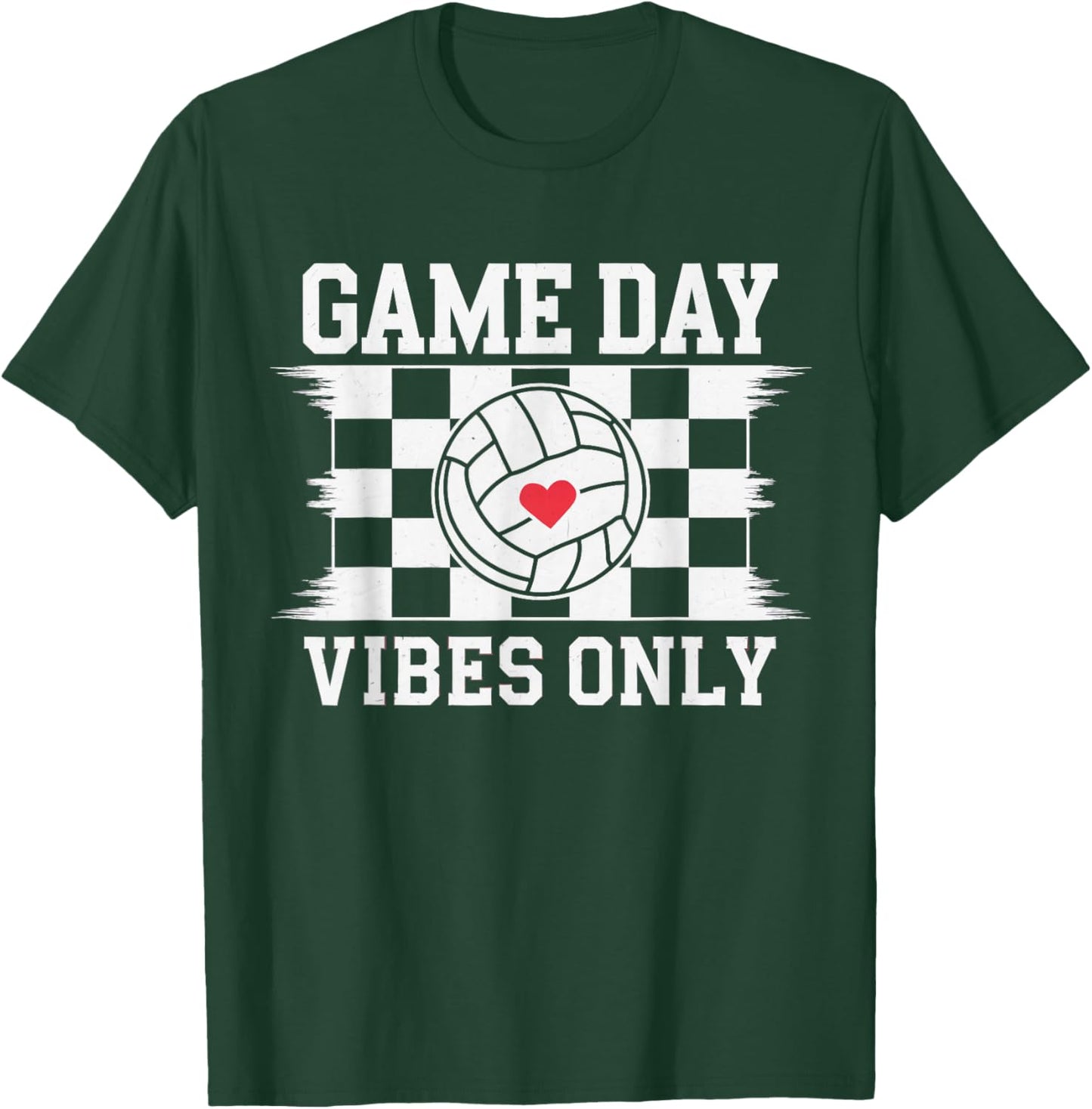 Groovy Volleyball Women Girls Volleyball Game Day Vibes T-Shirt - T-Shirt | Forest
