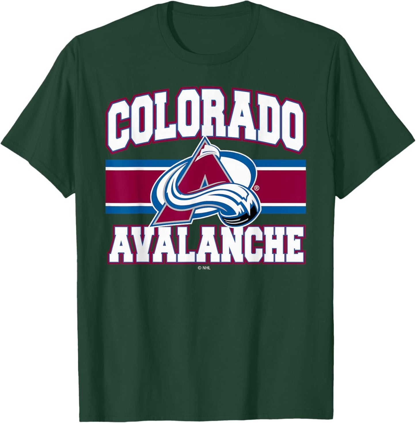 Colorado Avalanche Stripe Navy Officially Licensed T-Shirt - T-Shirt | Forest