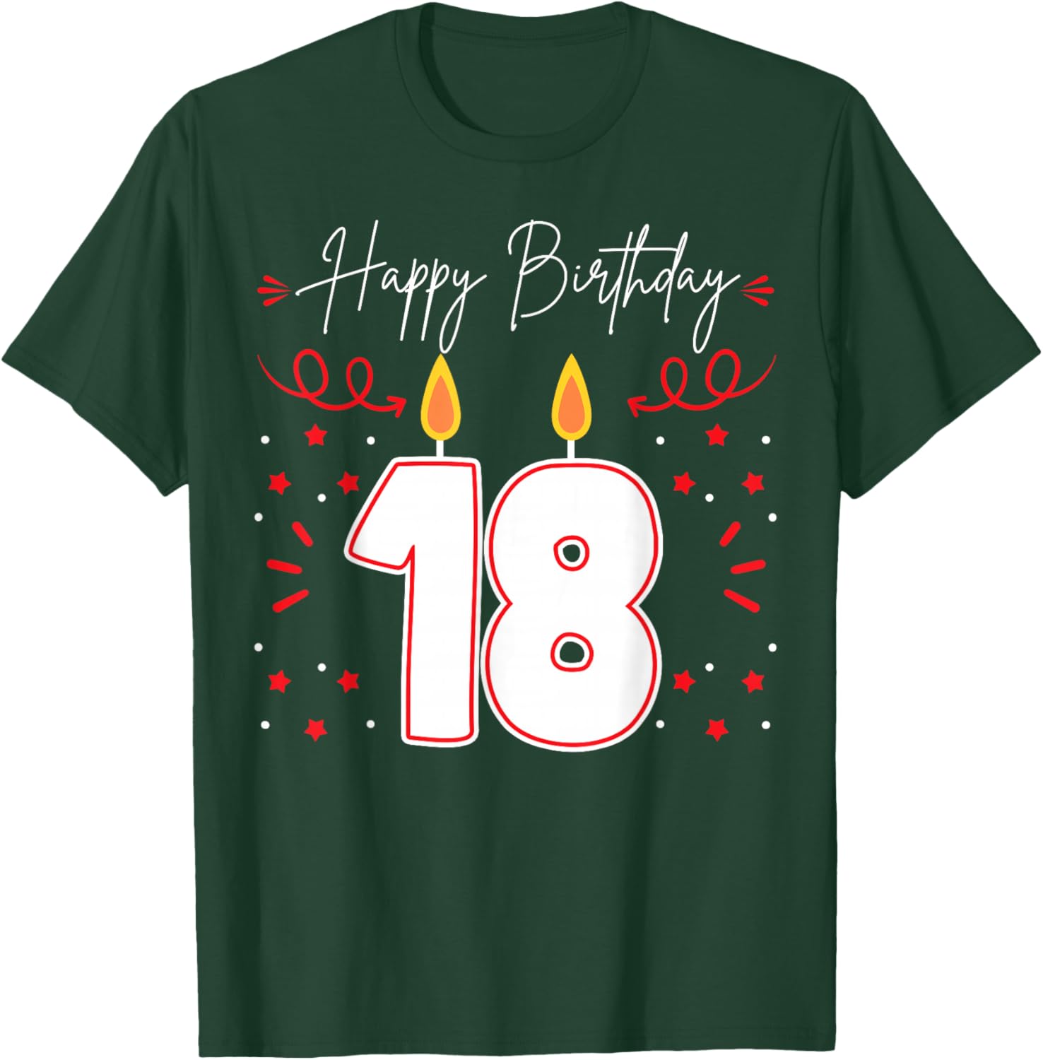 Candle 18 Birthday Party Decoration Wishes Candlelight Cake T-Shirt - T-Shirt | Forest