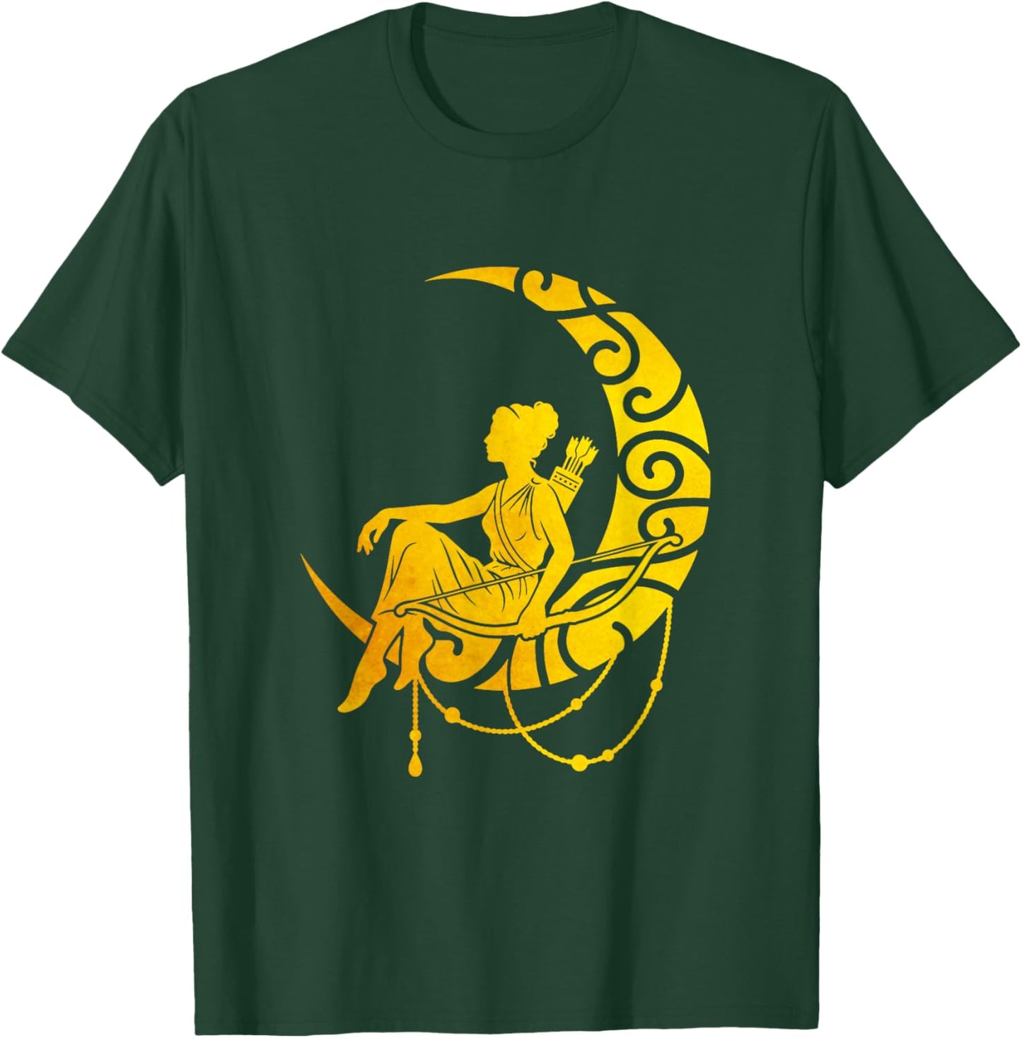 Artemis Goddess and The Moon Greek Mythology Fantasy T-Shirt - T-Shirt | Forest
