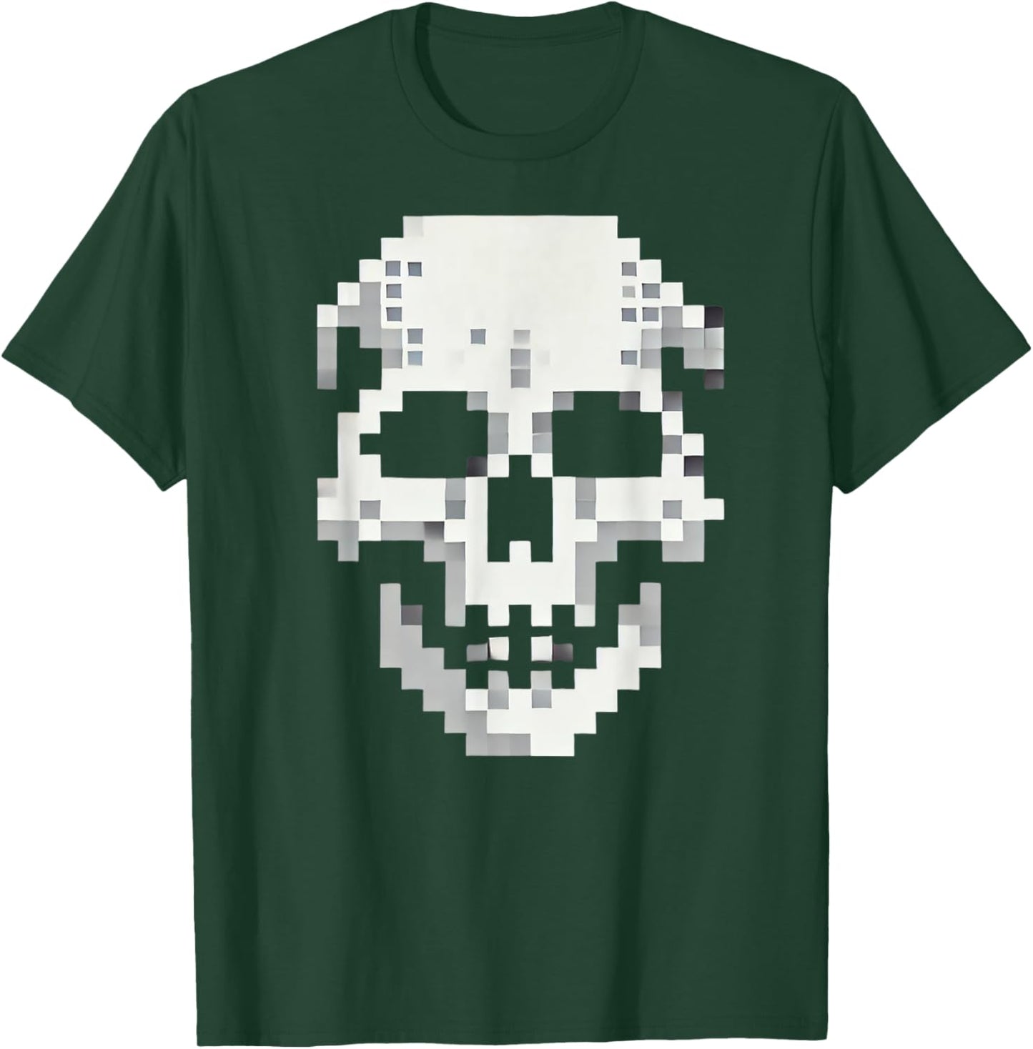 Skull for retro gaming and Halloween. Pixel 80s game skull T-Shirt - T-Shirt | Forest