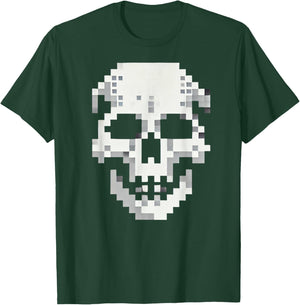 Skull for retro gaming and Halloween. Pixel 80s game skull T-Shirt - T-Shirt | Forest