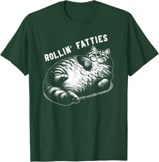 Funny rollin' fatties cat cats kittens dad Cat Graphic mom T-Shirt - T-Shirt | Forest