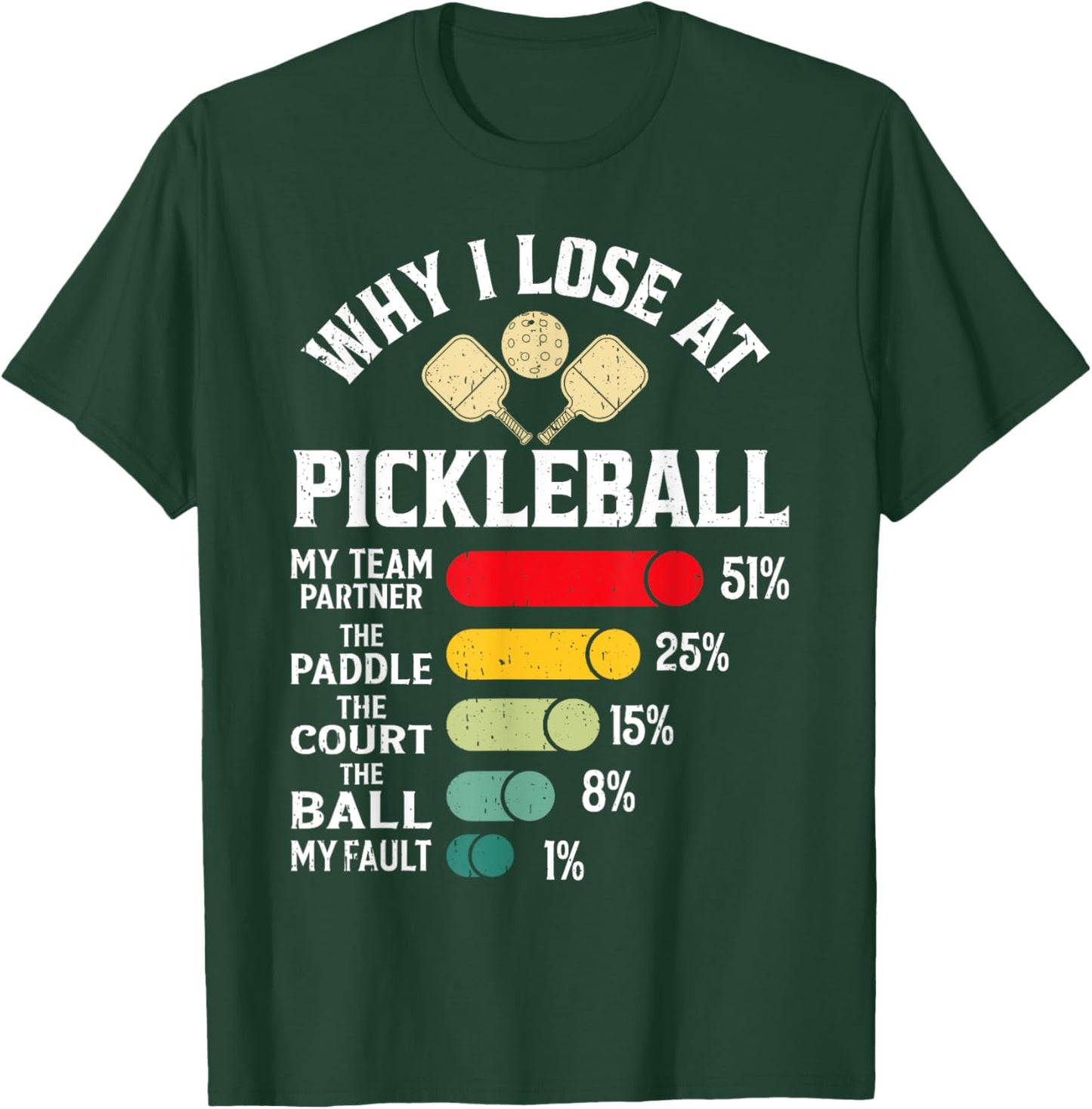 Why I Lose at Pickleball Funny Design for Pickleball Players T-Shirt - T-Shirt | Forest