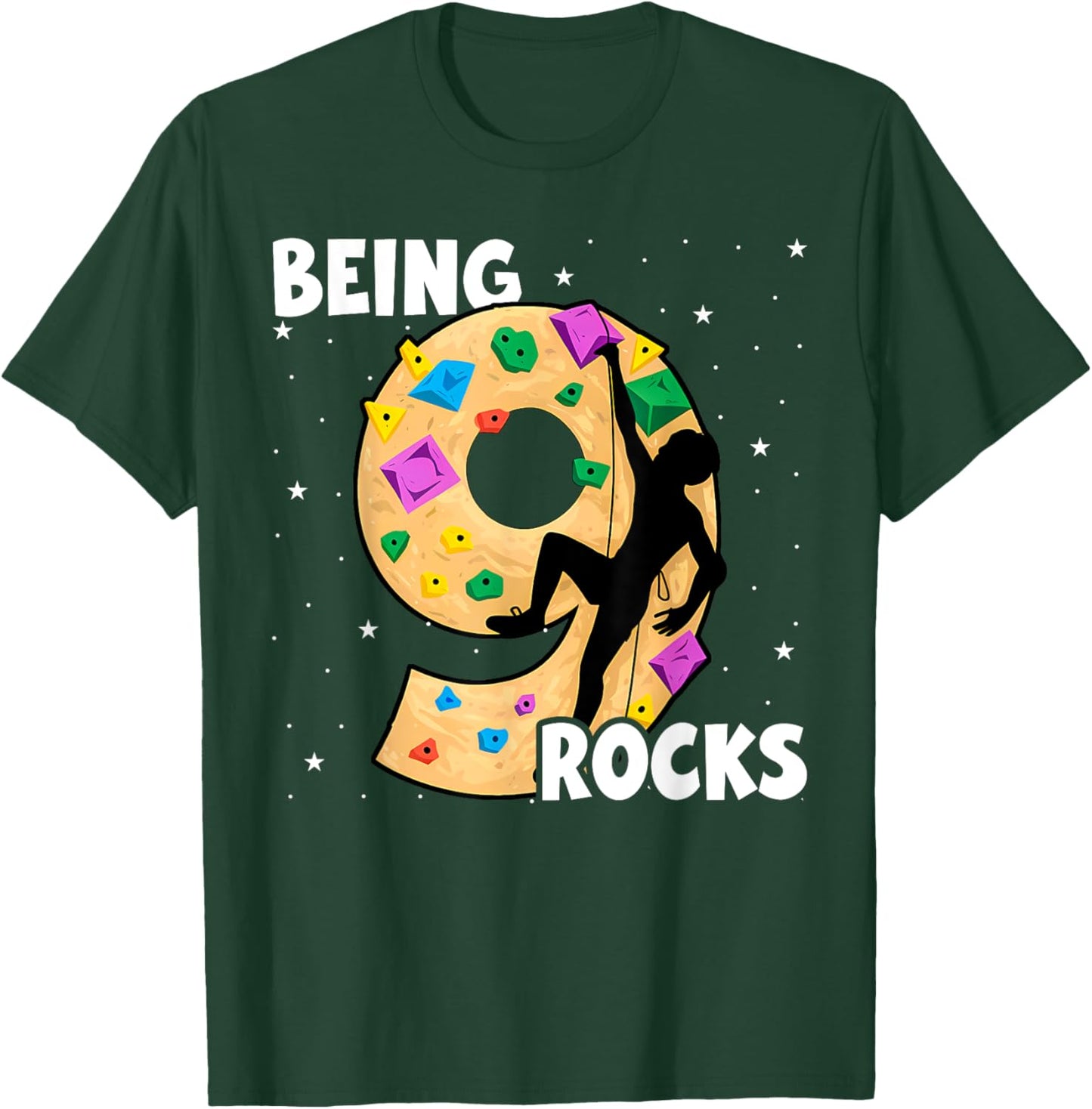 9 Year Old Rock Climbing 9th Birthday Adventures Climber T-Shirt - T-Shirt | Forest
